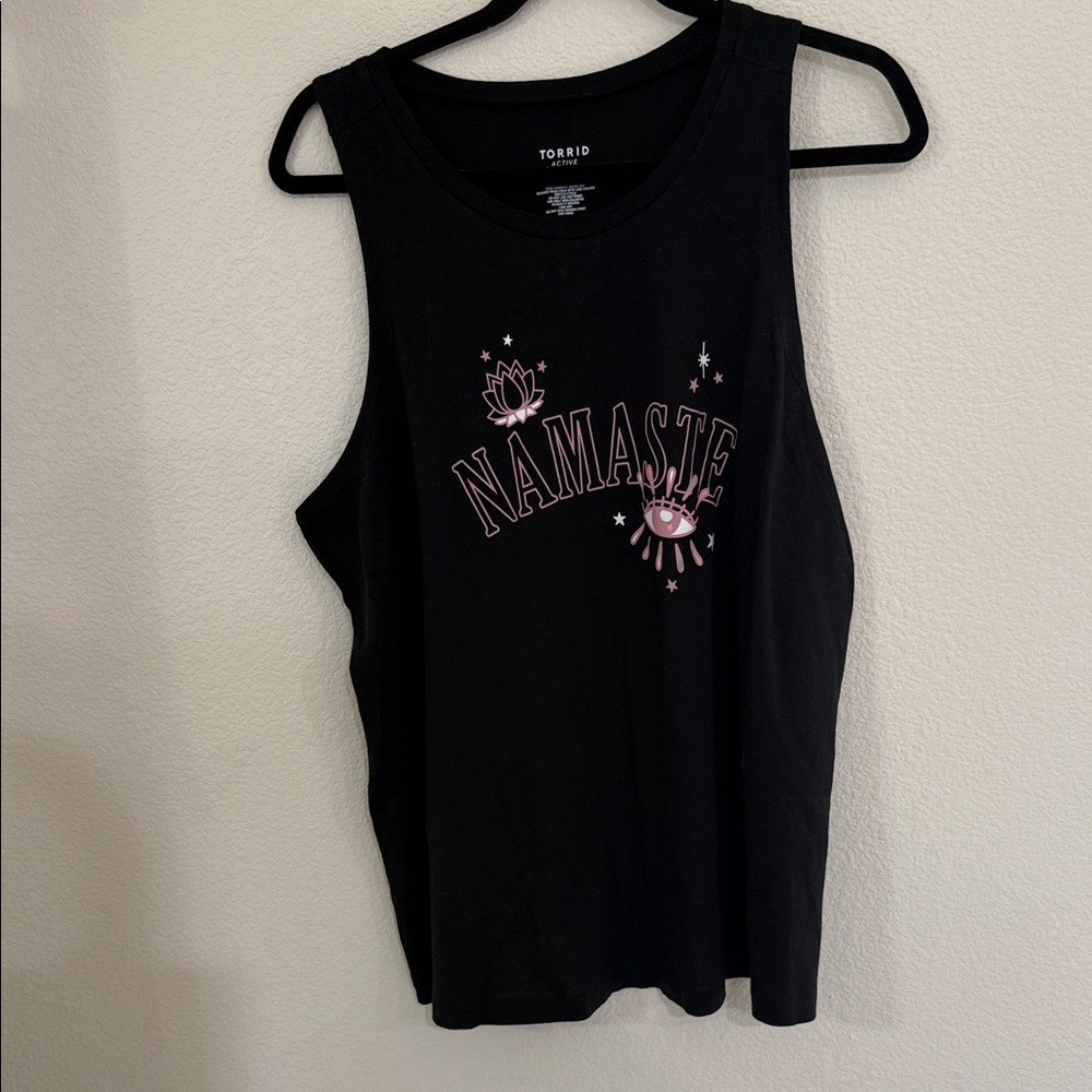 Torrid Active Black Namaste Graphic Tank Plus size 1 EUC